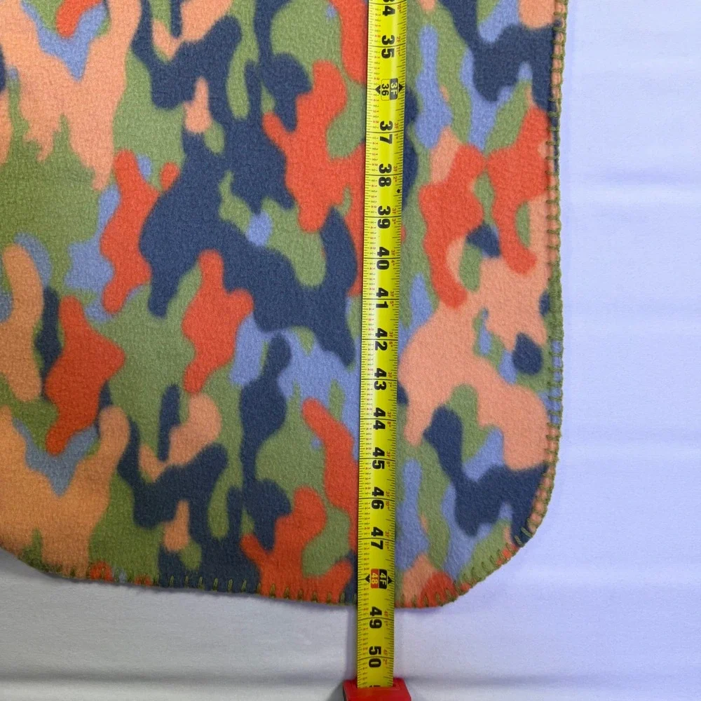 Mainstays Fleece Throw Blanket Multi Color Camouflage Orange Green 49x60 Inch